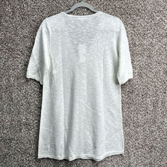 Eileen Fisher Cardigan Women’s S White Linen & Cotton V-Neck Light Knit Long Swe - Picture 5 of 6